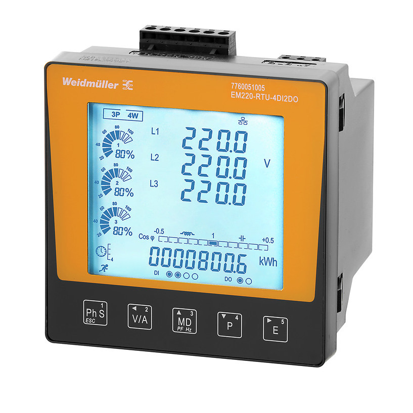 Multimedidor de Grandezas Elétrica Digital EM220-RTU-4DI2DO c/Modbus