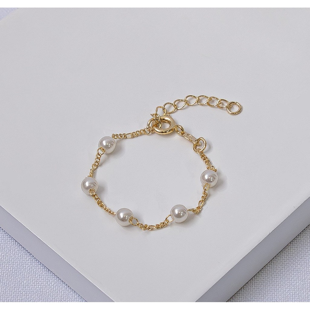 Pulseira Infantil Baby com Pérolas Folheada a Ouro