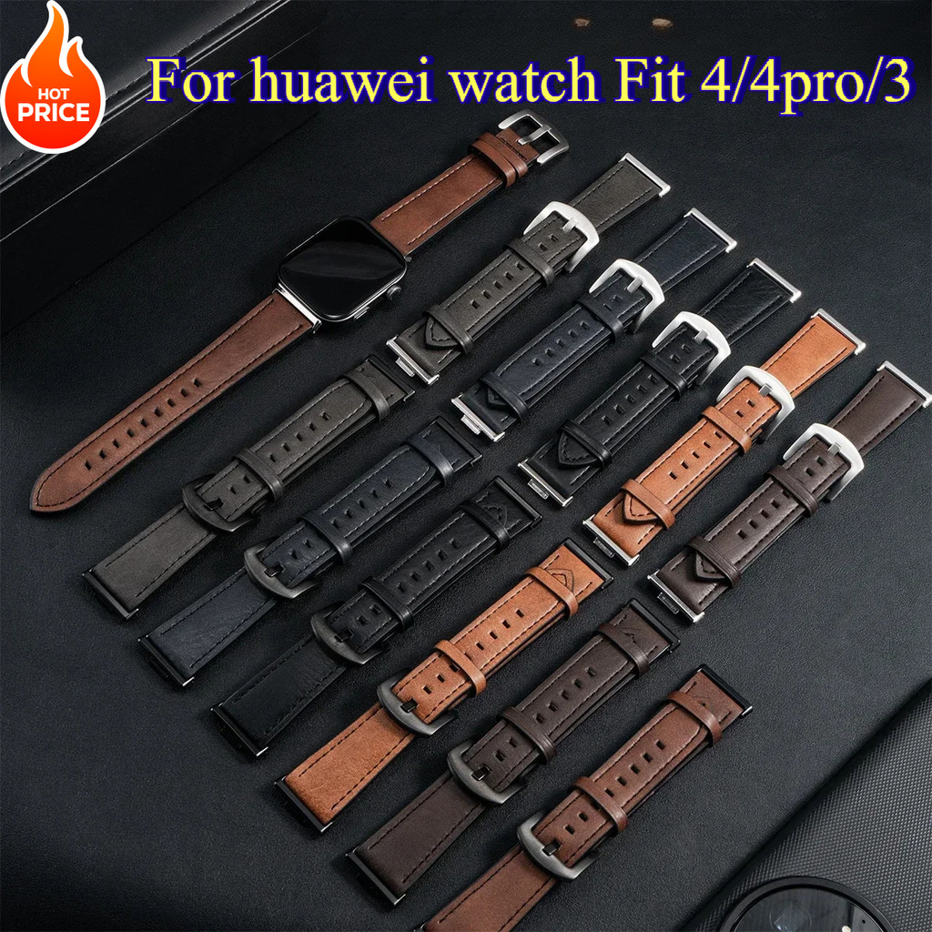 Pulseira De Couro Para Huawei Watch Fit 4 3 Banda Smartwatch Substituição Esporte 4pro Correa Acessórios