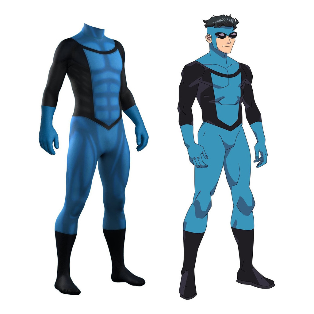 Fantasia Invencível Azul Mark Série 3° Temporada Traje Cosplay Top em Oferta na Shopee