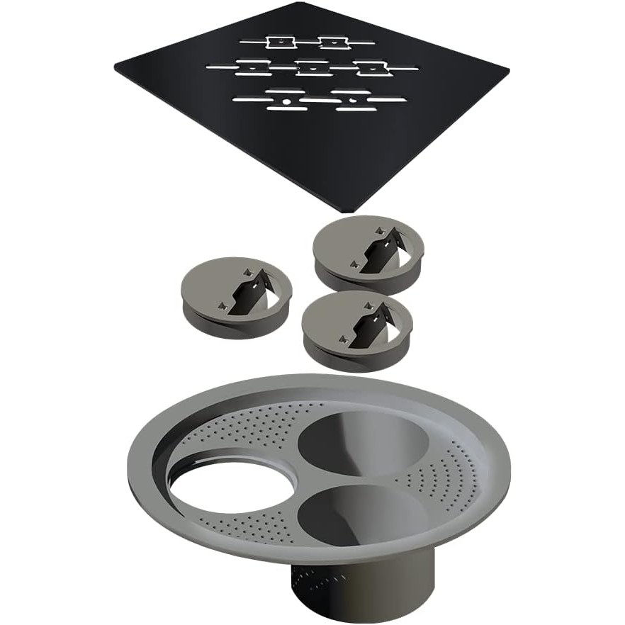 GRELHA P/ CAIXA SIFONADA QUADRADA 150MM BLACK MATTE ELLEVE NOVII RALO LINEAR PRETA
