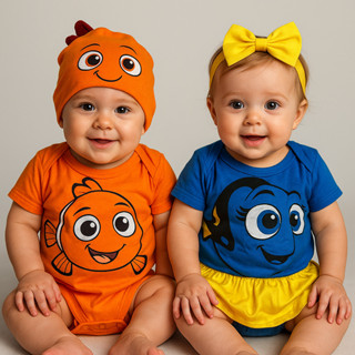 Body Bebê Temático Nemo e Dory com Touca, Laço e Saia de Tule – Aniversário, Ensaio Fotográfico e Festa em Oferta na Shopee