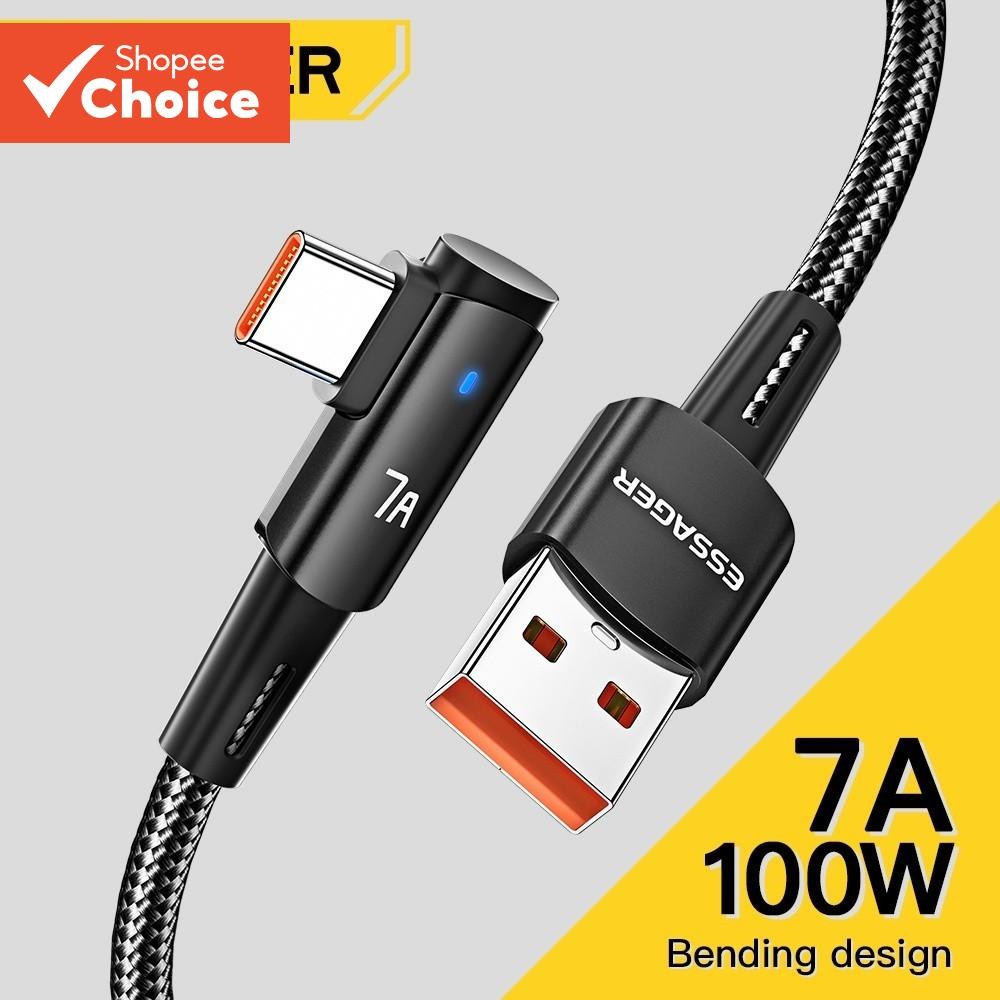 Essager 7A 100W USB Para Type c Carregador Rápido De Cotovelo Único 7A Carregamento Alta Corrente Realme VIVOtype De
