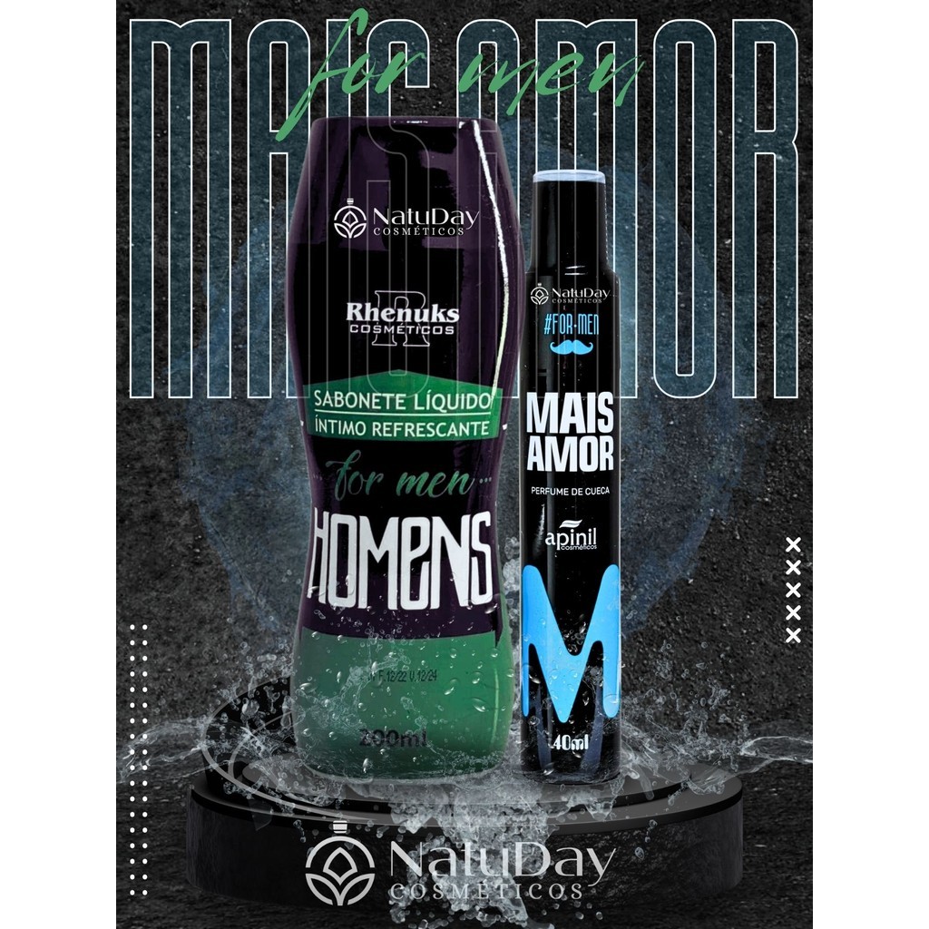 Kit Íntimo For Men Mais Amor 1 Sabonte + 1 Perfume de Cueca (Para Homens)