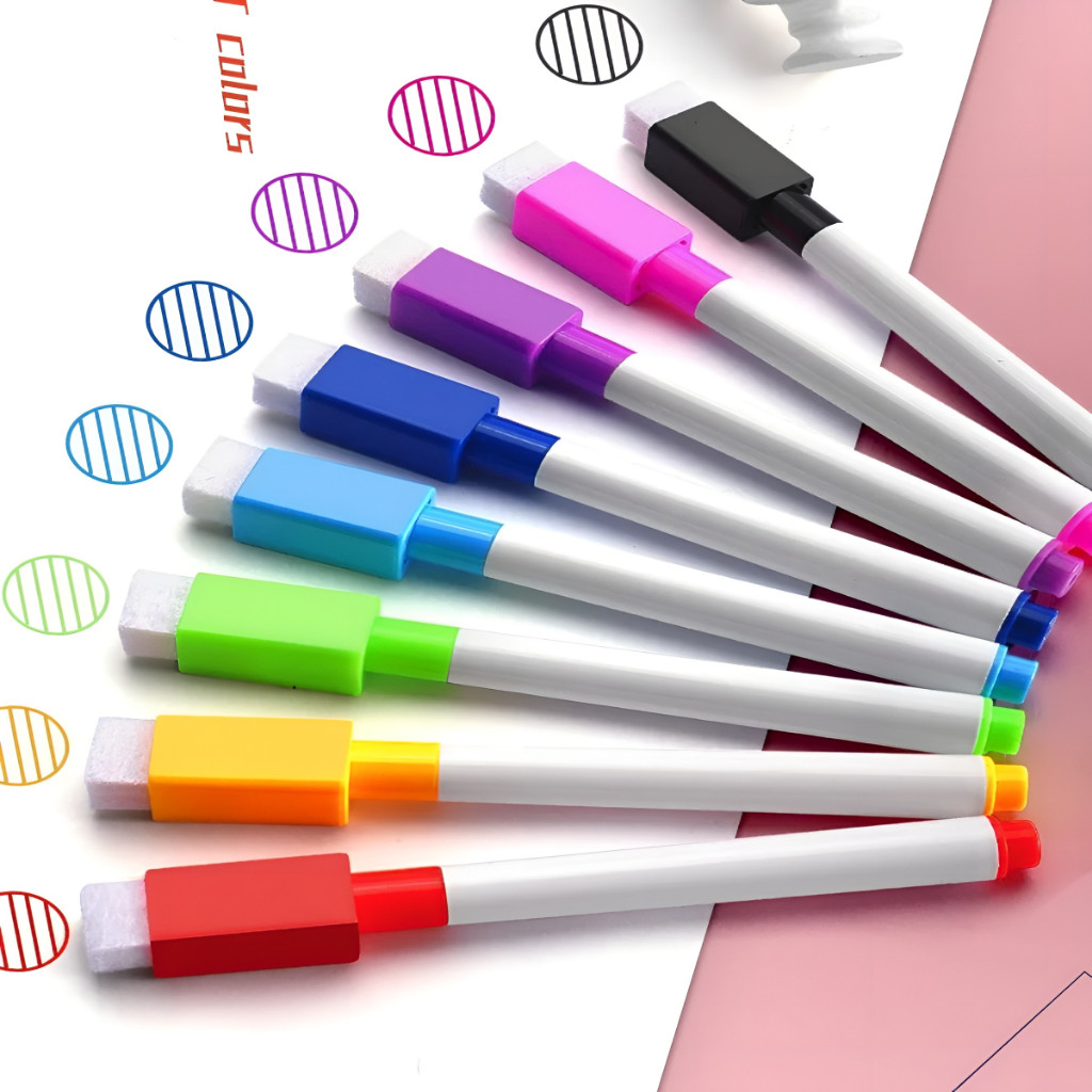 3/6/8/12/18/24 Pçs Canetas para Quadro Branco Com Apagador De Espuma em Oferta na Shopee