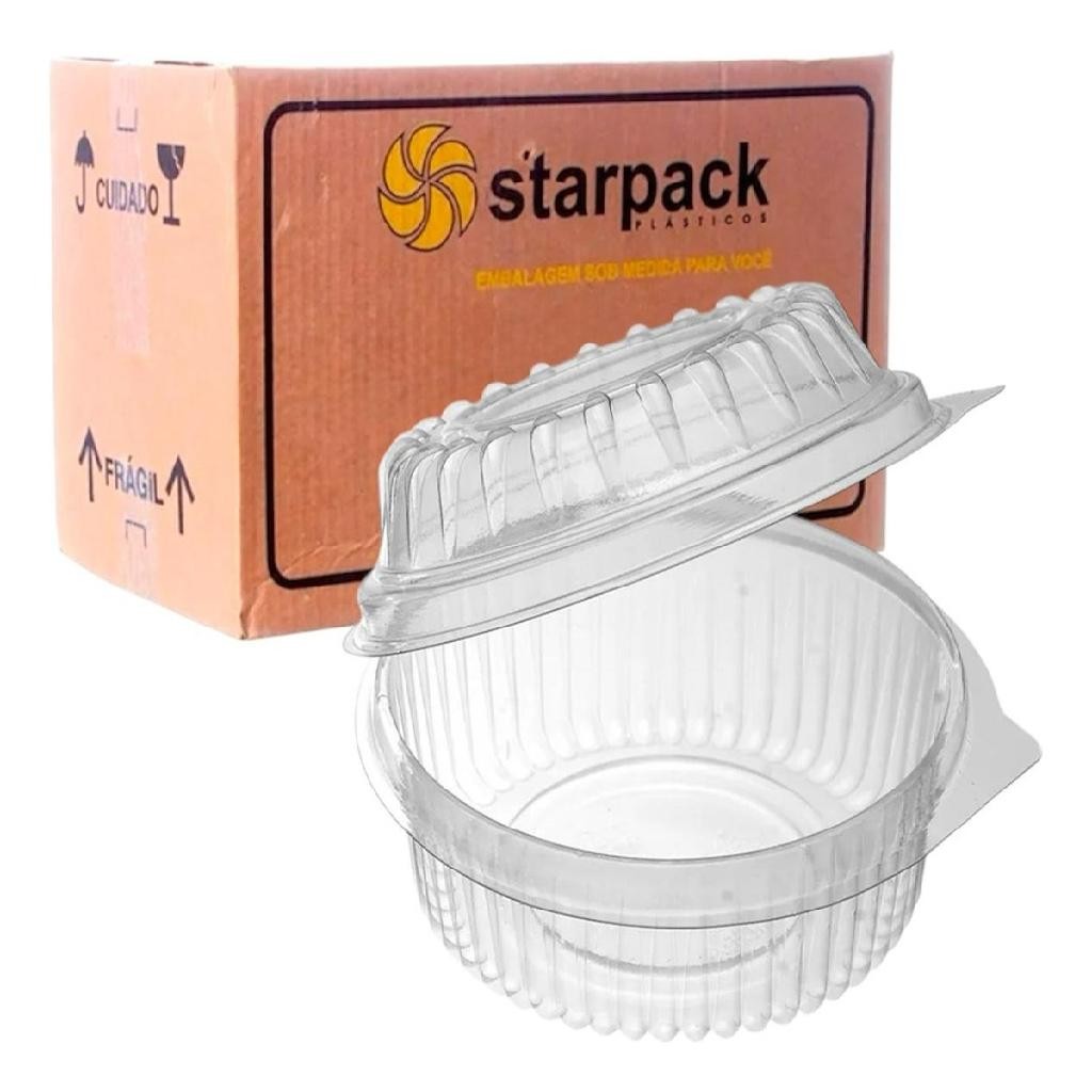 Kit 100un Emb Mini Doce Redondo Tampa Articulada 125ml Starpack