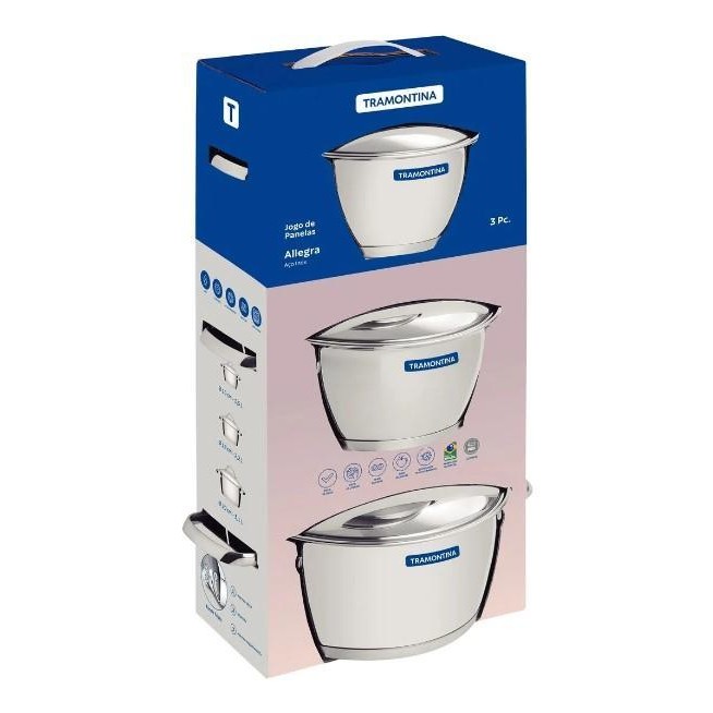 Imagem Jogo De Panelas Aço Inox Tramontina Allegra 3 Peças
