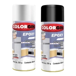 KIT 2 TINTA SPRAY EPOXY COLORGIN PRETO+BRANCO 350ML COLORGIN