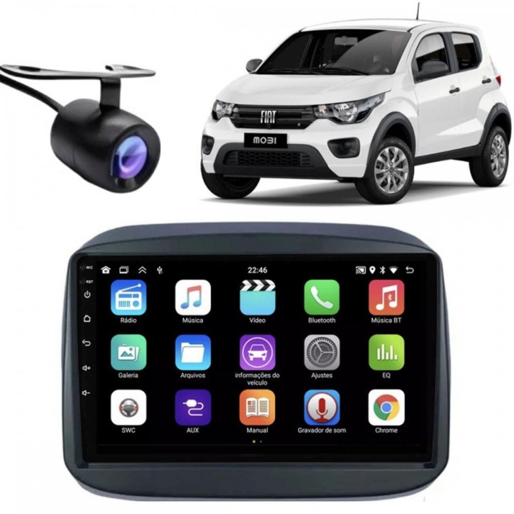 Multimídia Android Carplay 9p 2+32Gb Quadcore Mobi Gps Bt