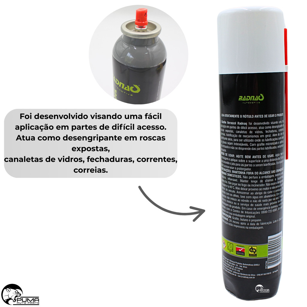 Grafite Spray Automotivo Lubrifica Canaleta Dos Vidros 300ml — imagem 2 de 2