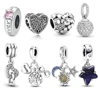 Pulseira de casal com coração de diamante em prata 925 com contas em Oferta na Shopee