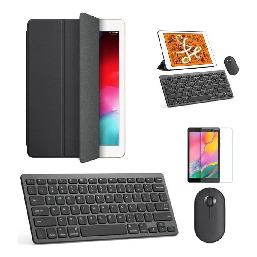 Kit Capa Smart Preto Teclado/mous/pel Galaxy Tab A T510/t515