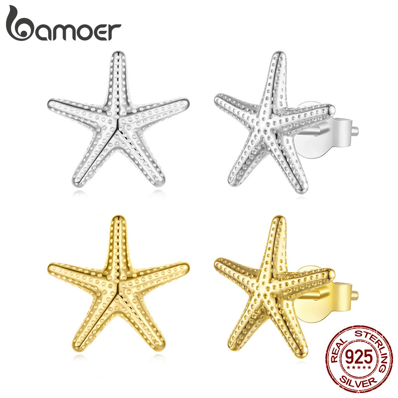 Brincos De Prata Esterlina 925 Bamoer , Joias Pequenas Com Design De Estrela Do Mar , Presentes Para Mulheres em Oferta na Shopee