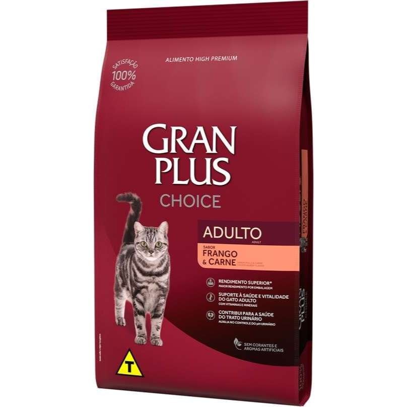 Ração para Gatos Gran Plus Choice 10,1kg - Sabores Carne e Frango, Nutrição Completa em Oferta na Shopee
