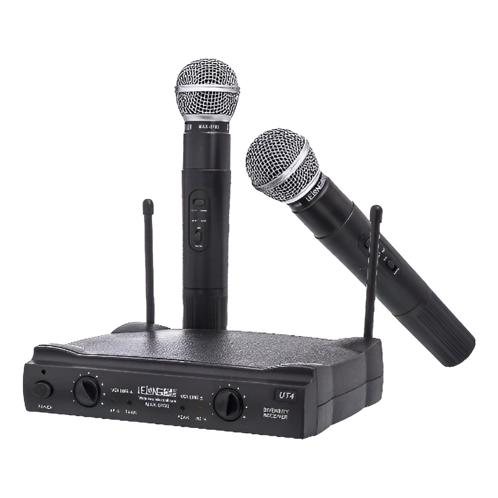 Microfone Duplo Sem Fio Uhf Profissional Dinâmico