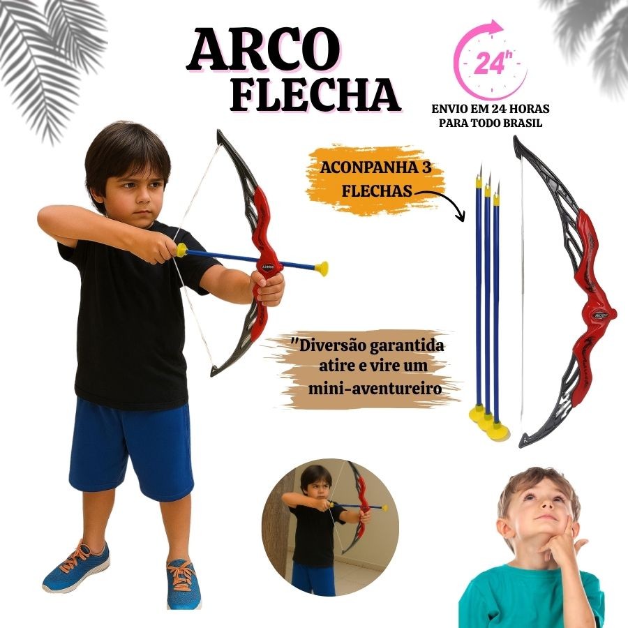 Brinquedo Esportivo Infantil Flecha de Ventosa Arco E Flecha Arqueiro Lançador