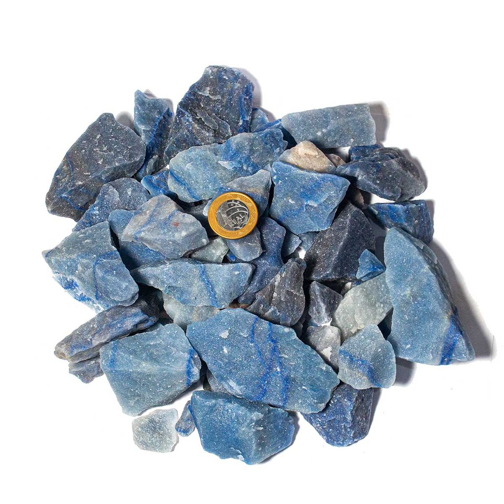 01 Kg Cascalho Bruto Quartzo Azul Natural 10 a 70mm Tipo B