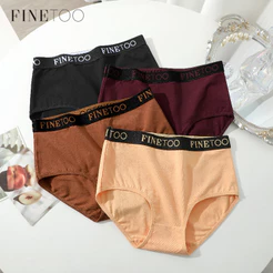 FINETOO Calcinha De Algodão Com Cintura Alta Para Mulheres , Roupa Íntima Macia E Respirável , Cuecas Confortáveis Plus