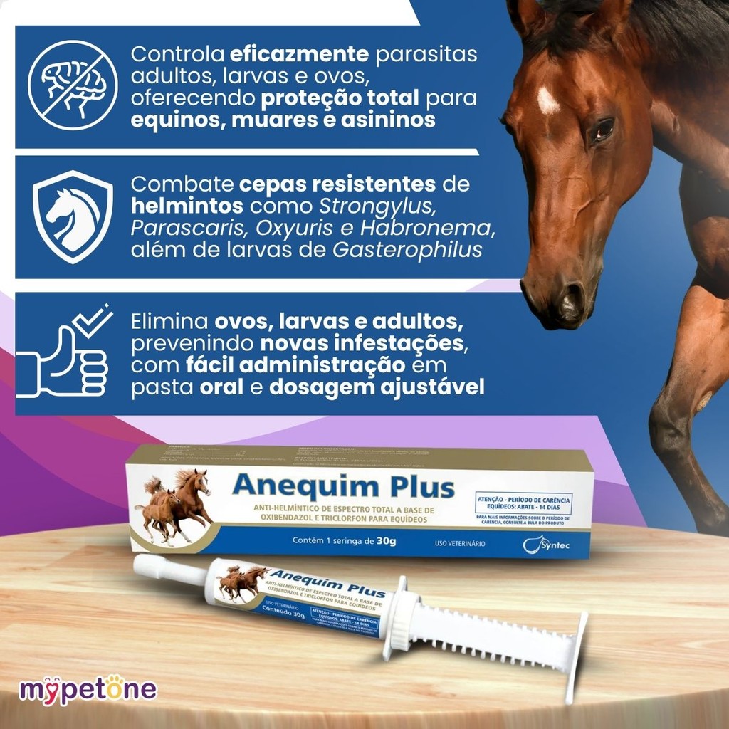Vermífugo Oral Para Cavalos Anequim Plus Syntec - 30G — imagem 2 de 2