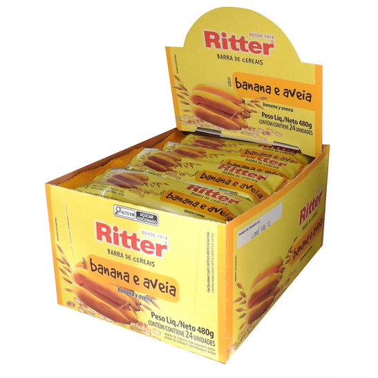 Barra De Cereal Banana E Aveia Ritter Com 24 Unidades De 20g