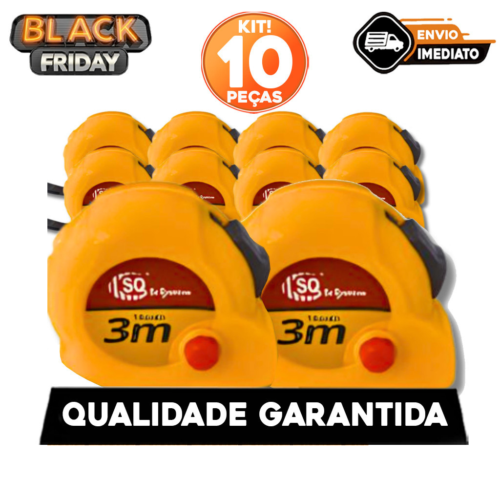 Kit 10 Trena Métrica 3MT Fita Medição Profissional Portátil Com Trava De Segurança Construção Medir em Oferta na Shopee