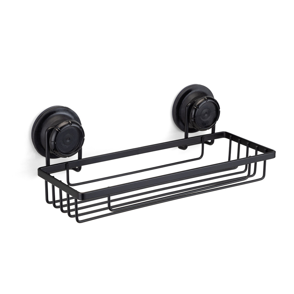 Suporte Porta Shampoo Ventosa Aço Cromado Black Banheiro Arthi em Oferta na Shopee