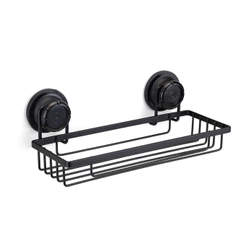 Suporte Porta Shampoo Ventosa Aço Cromado Black Banheiro Arthi