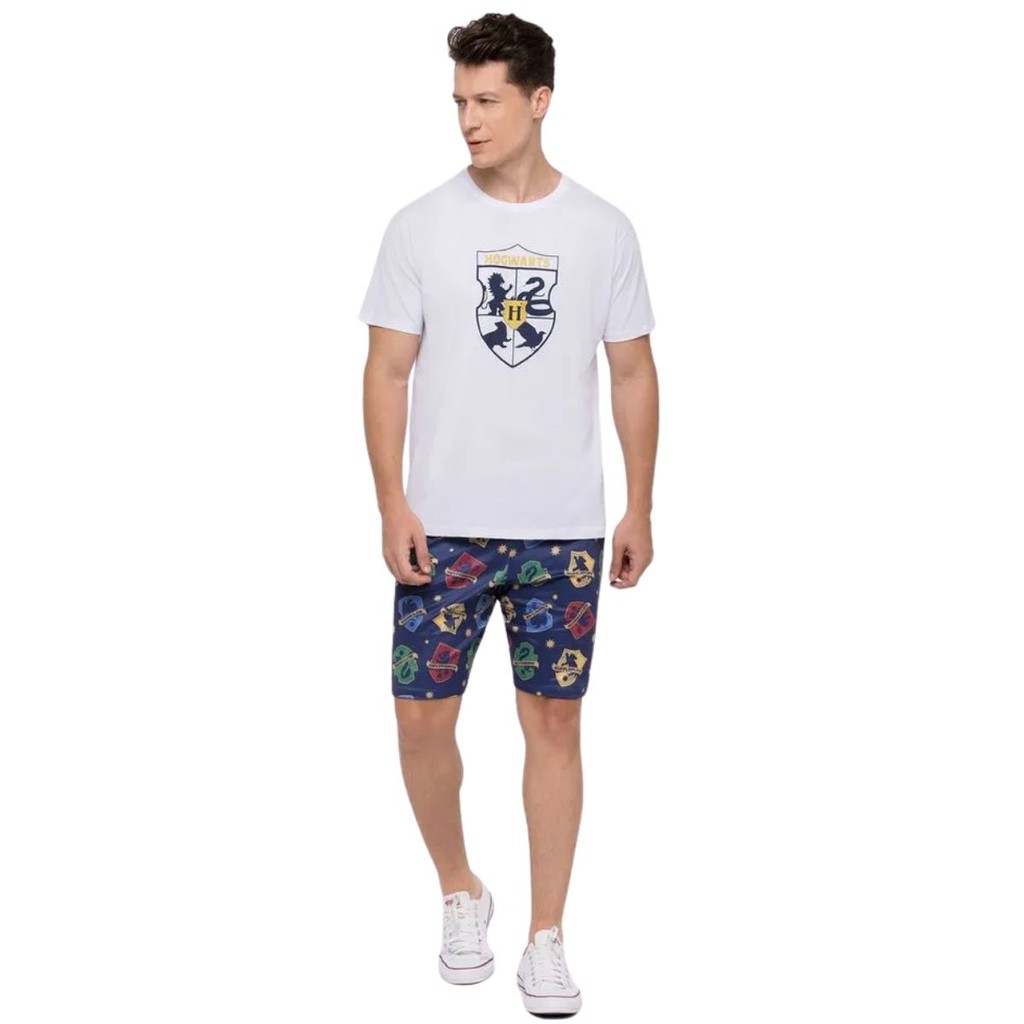 Pijama Conjunto Masculino Adulto Veggi Harry Potter Curto Verão