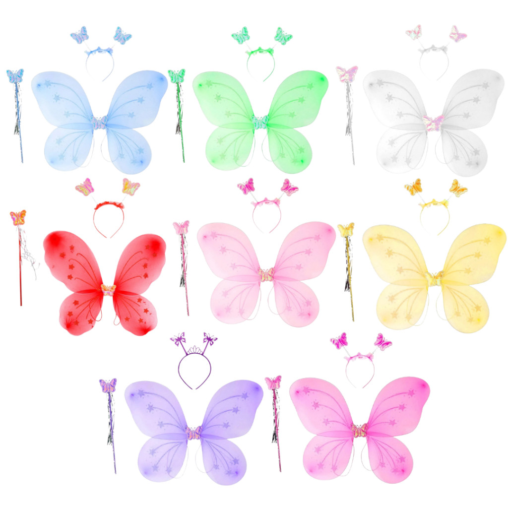 Kit Asa de Borboleta Fantasia de Fada Infantil com 3 Peças em Oferta na Shopee