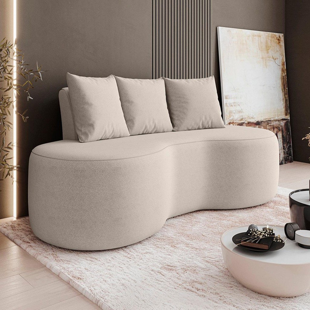 Sofá 2 Lugares 160cm Orgânico Viana B10 Bouclê Creme - Mpozenato em Oferta na Shopee