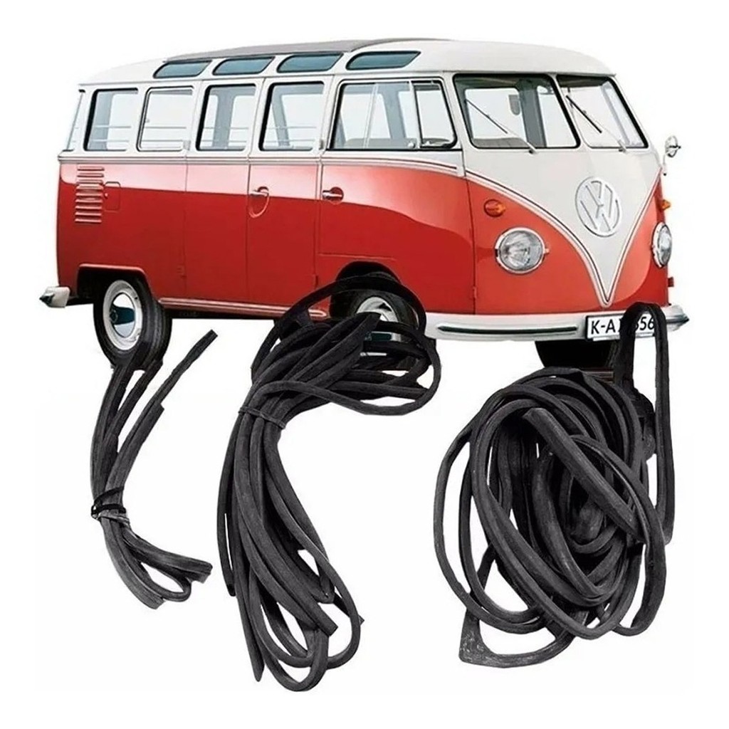 KIT JOGO BORRACHA PORTA DIANTEIRA KOMBI 1200 ANTIGA CORUJA 59 A 75 + MEIO LATERAL + MALA