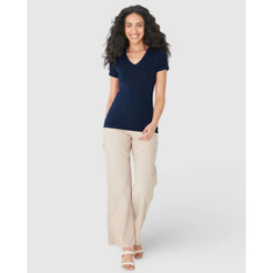 Blusa Básica Feminina Decote V Em Algodão