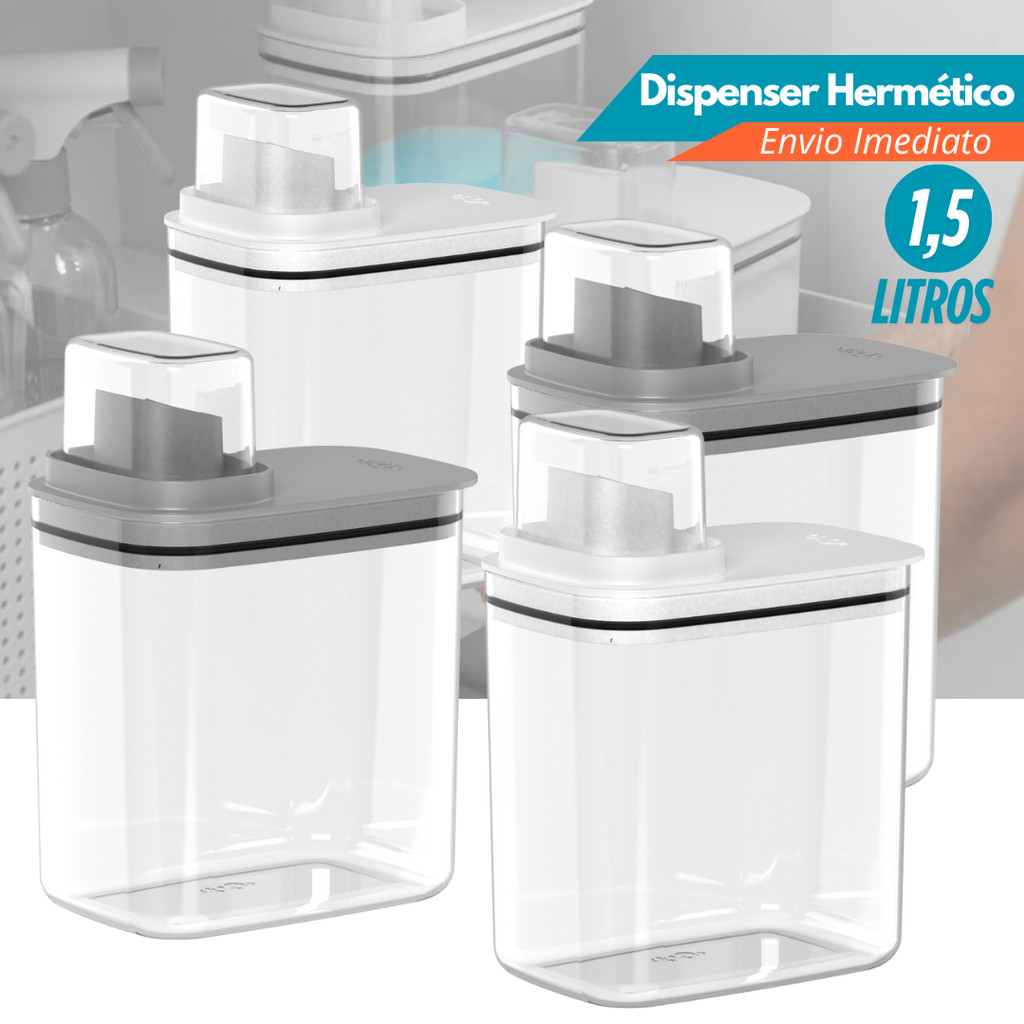 Kit Dispenser Organizador Lavanderia  1,5 Litros Acrílico amaciante sabão em pó Lavanderia em Oferta na Shopee