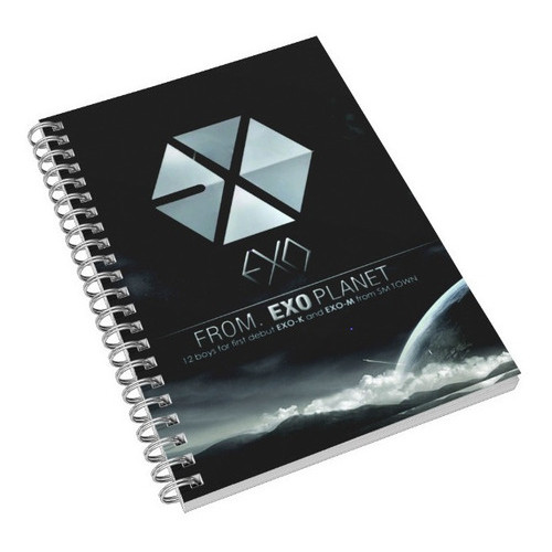 Caderno Universitário Exo Musica Kpop 1, 10 e 15 Matérias Escolar Capa Dura Animes  Desenhos