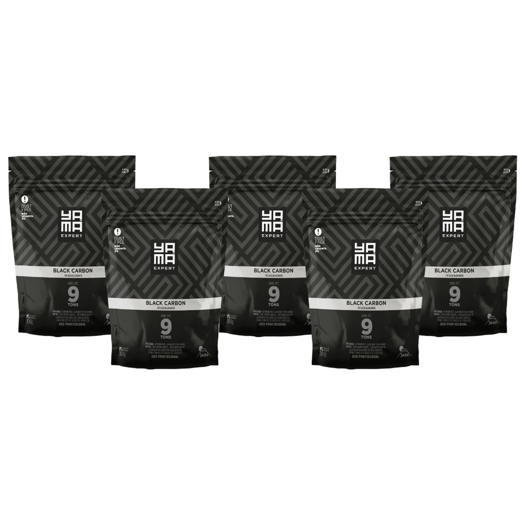 Kit 5 Pó Descolorante Black Carbon Profissional 9 Tons Efeito Rápido Yama Refil 300g