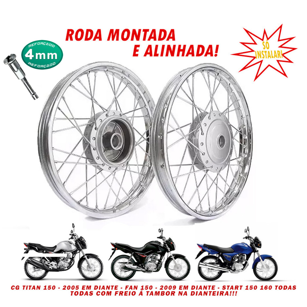 Par Aro Roda Raio 4mm Cg Fan Titan 150 Start 160 Tambor Dianteiro e Traseiro Alinhada (só montar)