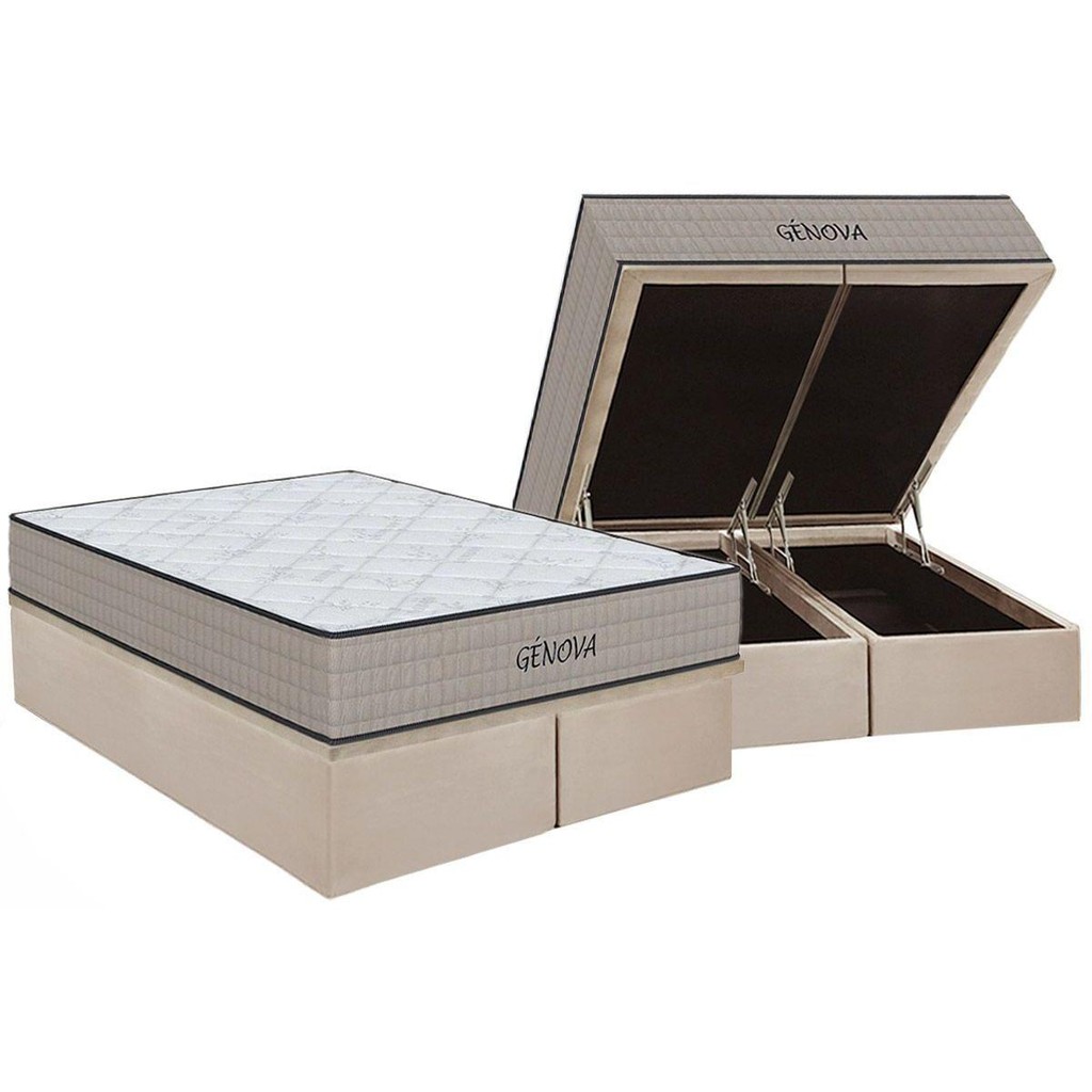 Conjunto Box Baú Queen: Colchão Espuma Orthoflex D45 Genova + Base CRC Suede Clean (158x198)