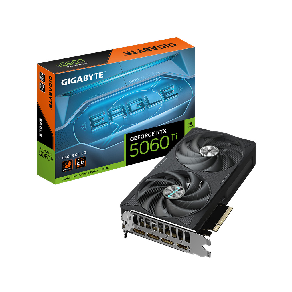 Placa de Vídeo Gigabyte NVIDIA GeForce RTX 5060 TI EAGLE OC 8GB GDDR7 DLSS Ray GV-N506TEAGLE OC-8GD