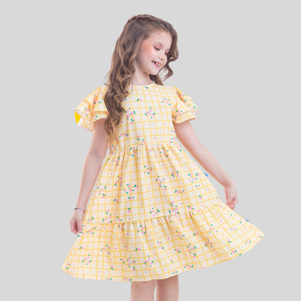 Vestido Juvenil Estampado Casual Festa Moda Vestido Festa 4 ao 14 anos