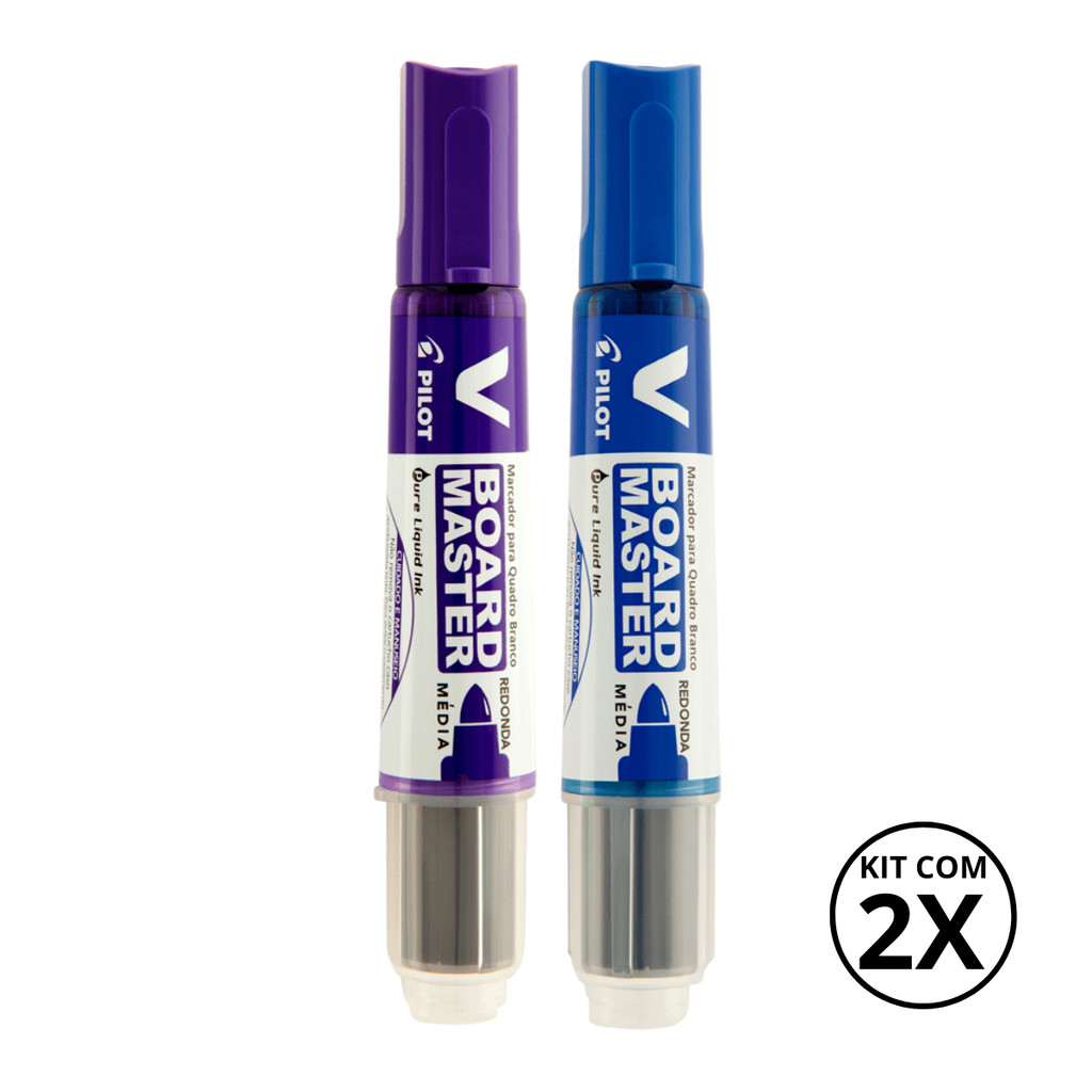 Kit com 2 Marcadores Para Quadro Branco V Board Master - PILOT KITS:VIOLETA+AZUL