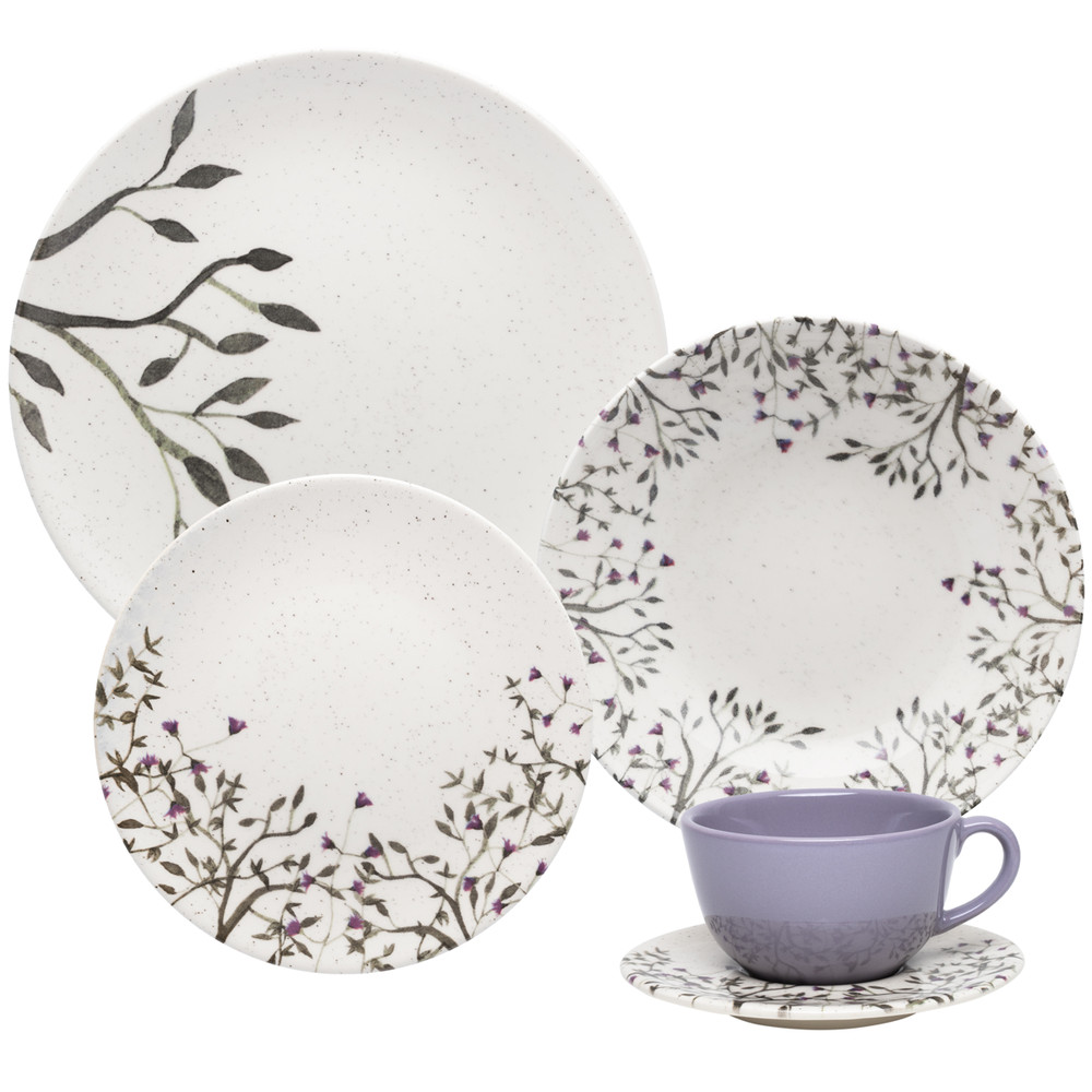 Aparelho de Jantar de 30 Peças em Cerâmica Unni Lilac Oxford Mesa Posta