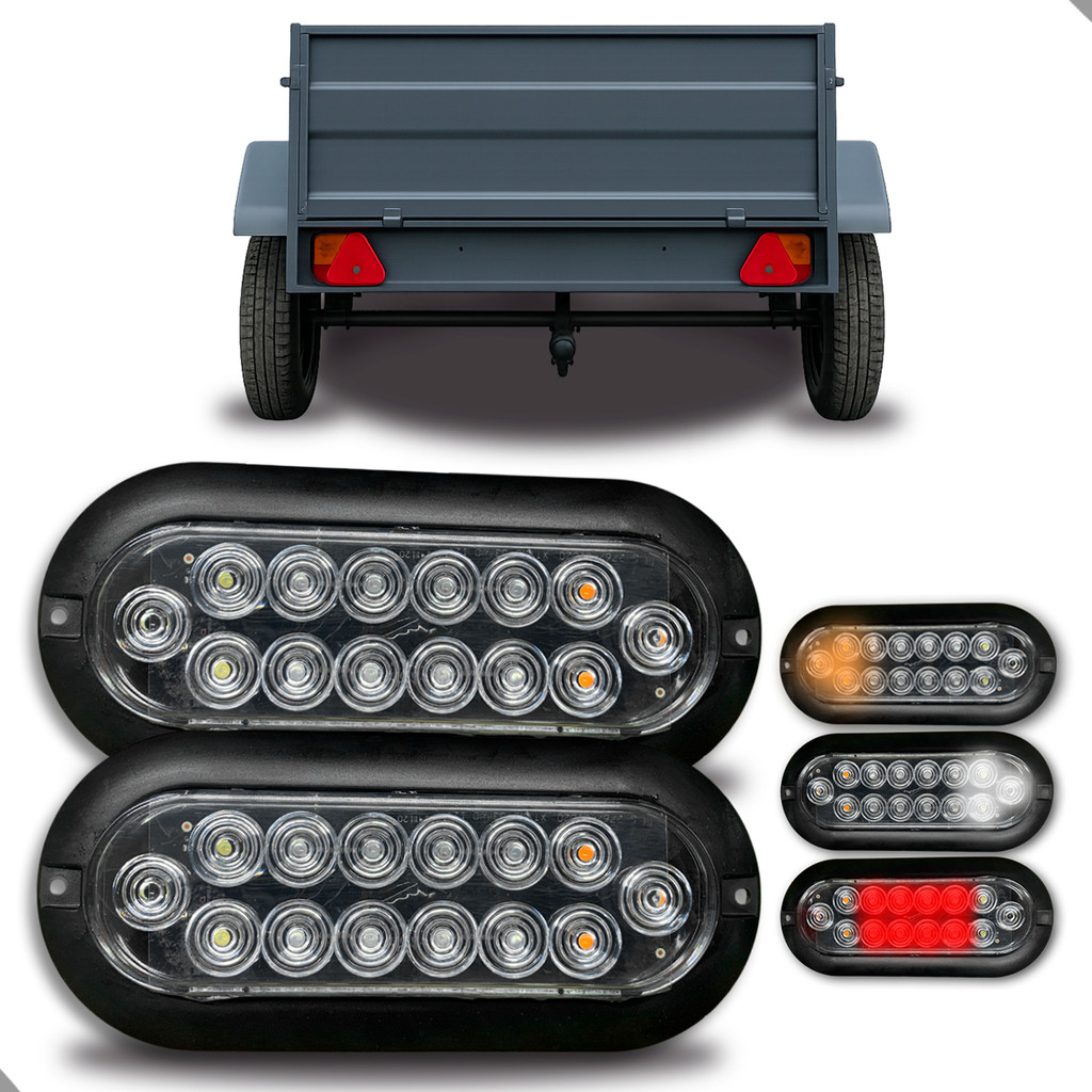 Par de Lanterna Traseira para Carretinha 12v Luz de Freio Seta Ré Modelo Cristal ASX em Oferta na Shopee