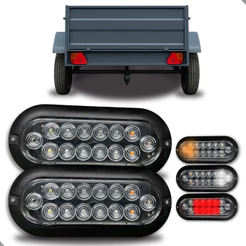2 Lanternas Traseiras Carretinha 12v Reboque Luz de Freio Seta LED ASX