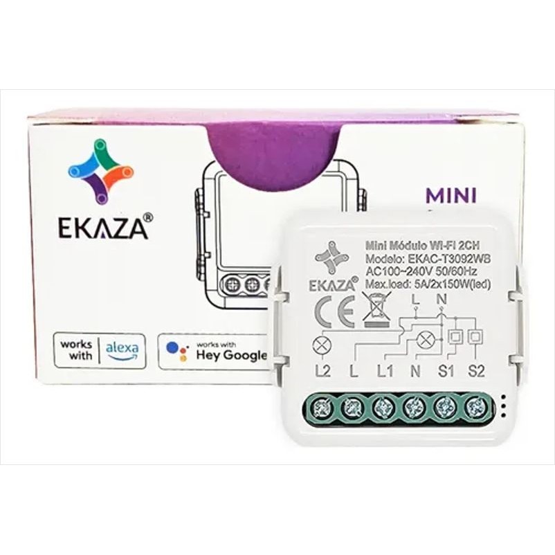 Módulo Mini Inteligente Wi-Fi e Bluetooth 2 Canais Ekaza