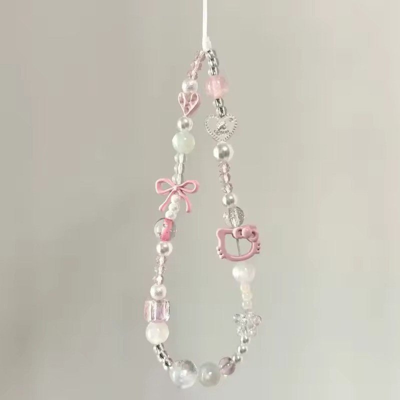 Kawaii Bonito Rosa Bowknot Hellow Kitty Telefone Corrente Chaveiro Pingente Dos Desenhos Animados Caso De CCD Câmera Ace em Oferta na Shopee