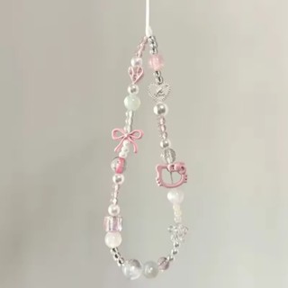Kawaii Bonito Rosa Bowknot Hellow Kitty Telefone Corrente Chaveiro Pingente Dos Desenhos Animados Caso De CCD Câmera Ace em Oferta na Shopee