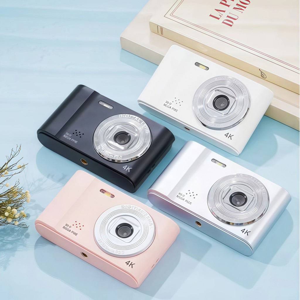 Câmera Digital Mini Retrô CCD 4K com 50MP, Tela de 2.4 Polegadas - Ideal para Viagens, Selfies e Uso Escolar