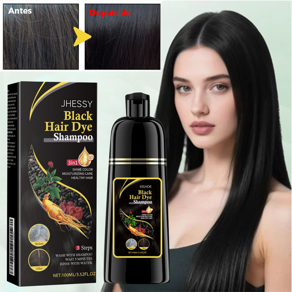 Shampoo Preto De Tintura De Cabelo Preto 3 Em 1 , Fórmula De Ervas Hidratante Suave 100ML
