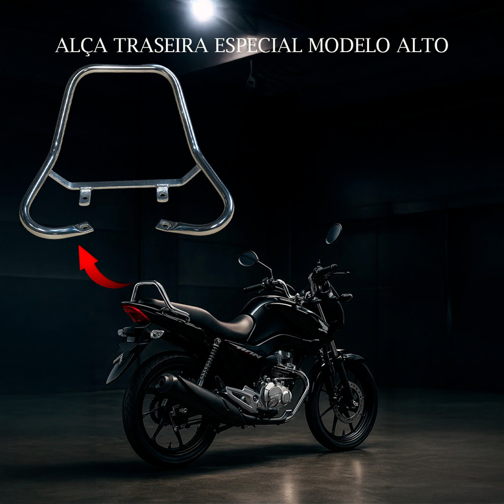 Alça Traseira Modelo Alto Fan Titan Start 150 160 Cromada Moto em Oferta na Shopee