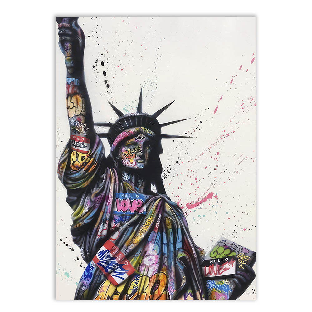 Placa Decorativa Grafite Estatua Da Liberdade Banksy Arte De Rua Poster Quarto Sala
